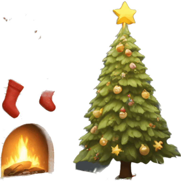 cozy christmas tree with Scandinavian inspired decorations emoji