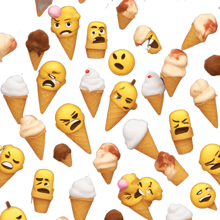 Angry face with ice cream emoji