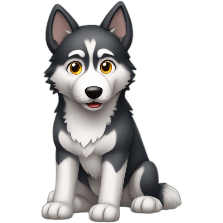 huskie sit full body emoji