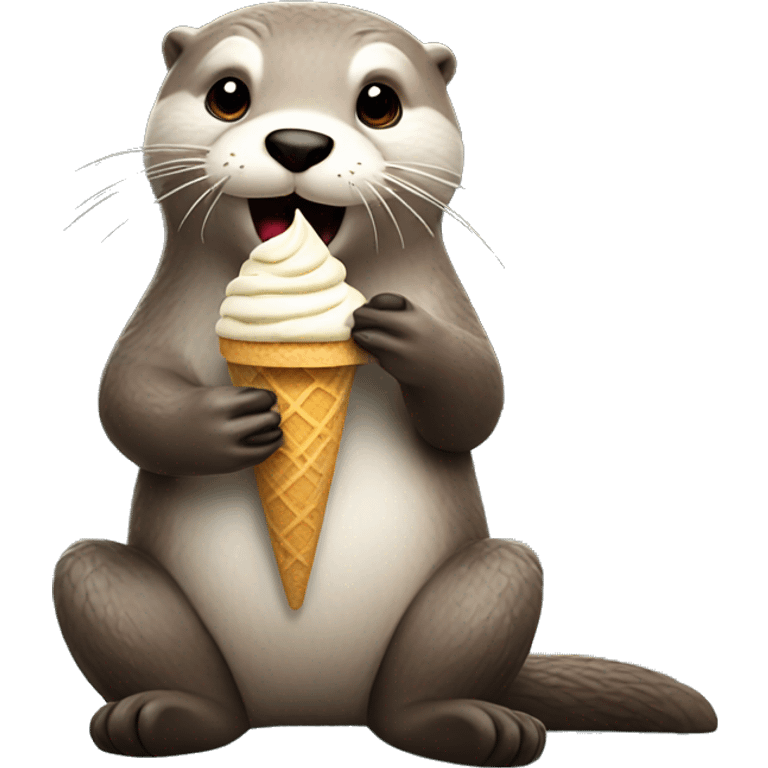 An otter eating ice cream emoji