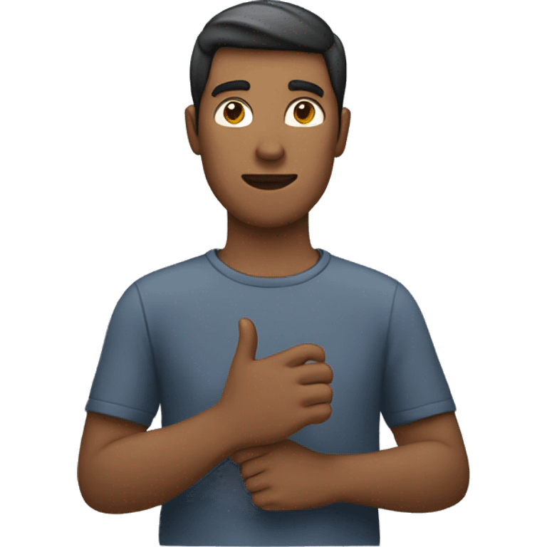 a man with hand posture (hoding object) emoji