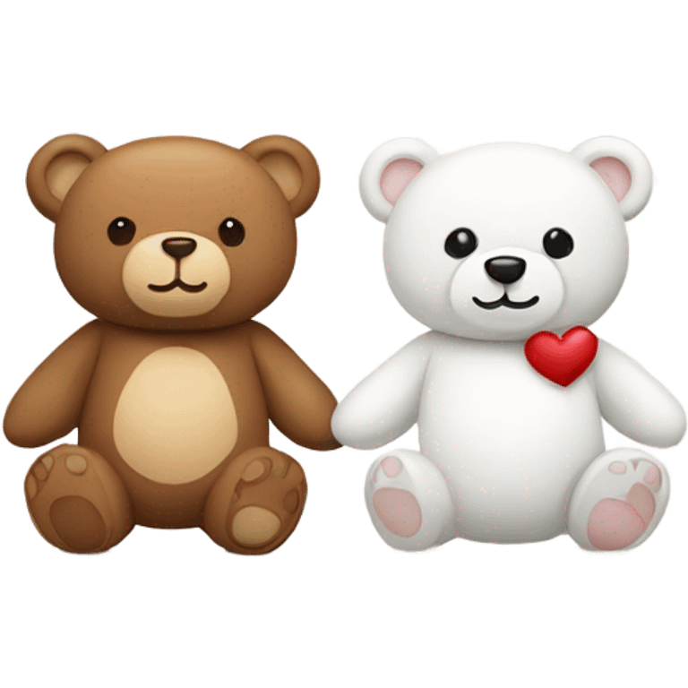 brown teddy bear and white teddy bear in love emoji