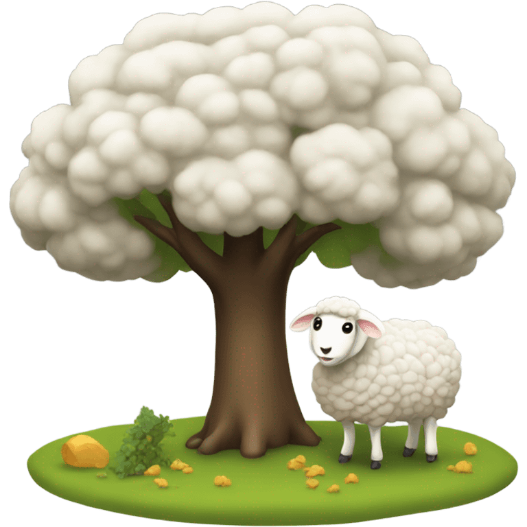 a sheep eating under a tree emoji