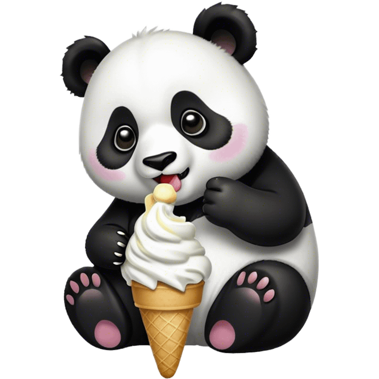 Panda eating ice cream emoji