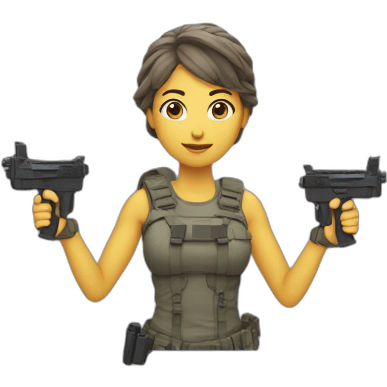 Femme qui fait de la VR avec une arme emoji