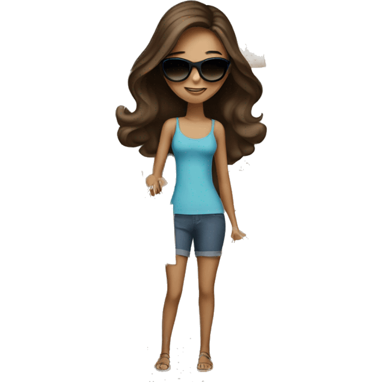 Brunette girl with shopping bags and sunglasses  emoji