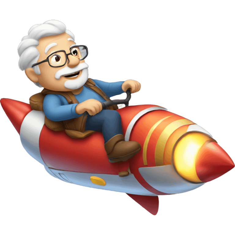 Grandpa riding on a rocket emoji