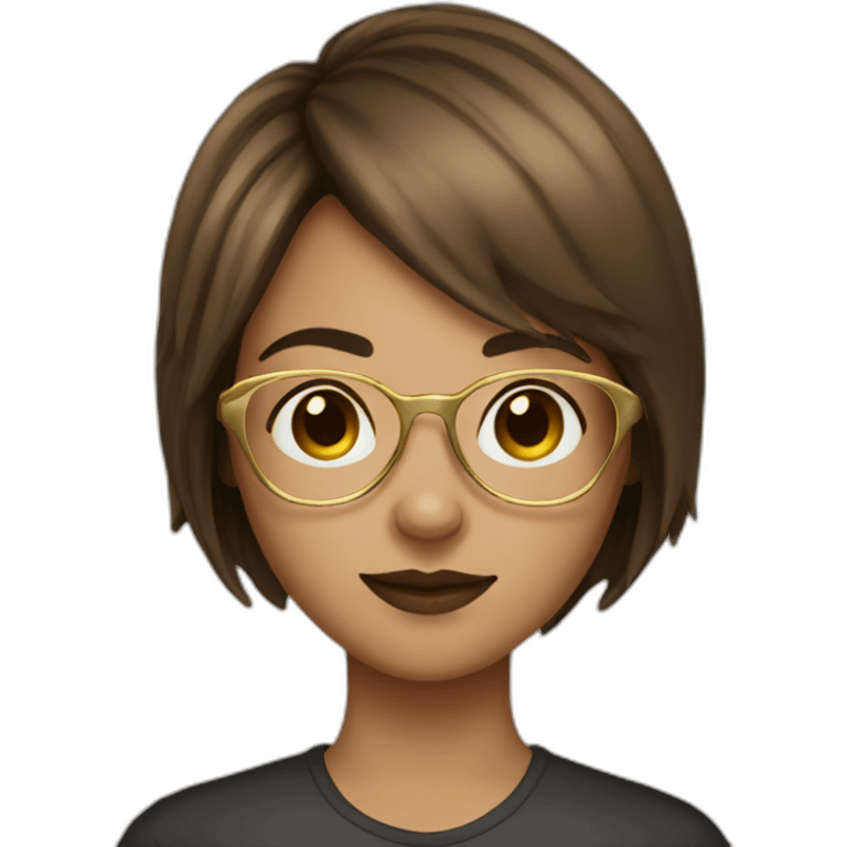 Girl with gold glasses and short brown hair emoji