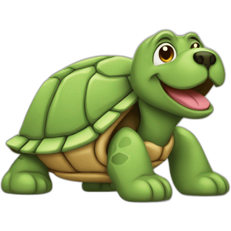 Chien su une tortue emoji