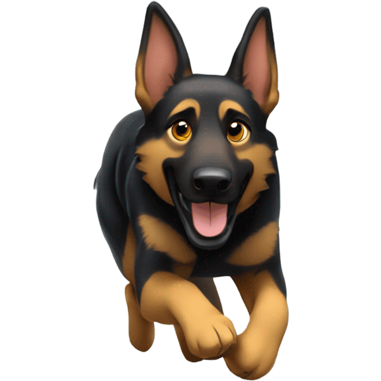 German shepherd running through agility tunnel  emoji