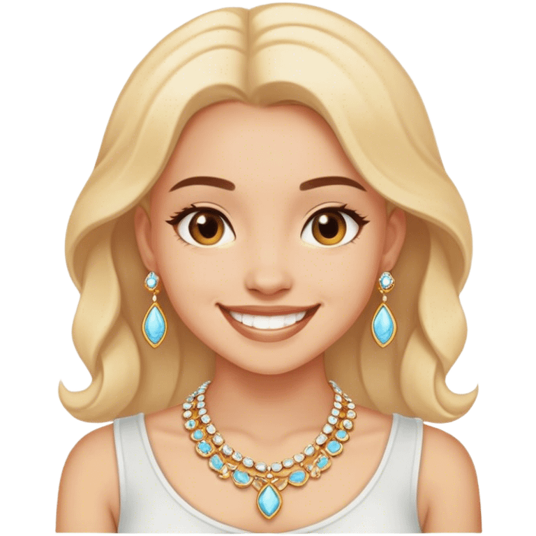 smiling girl with jewelry emoji