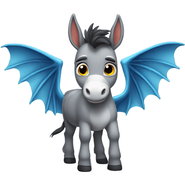 cute Donkey with blue dragon wings emoji