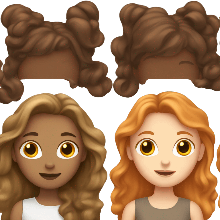 four girls with black, white, ginger and brown hair  emoji