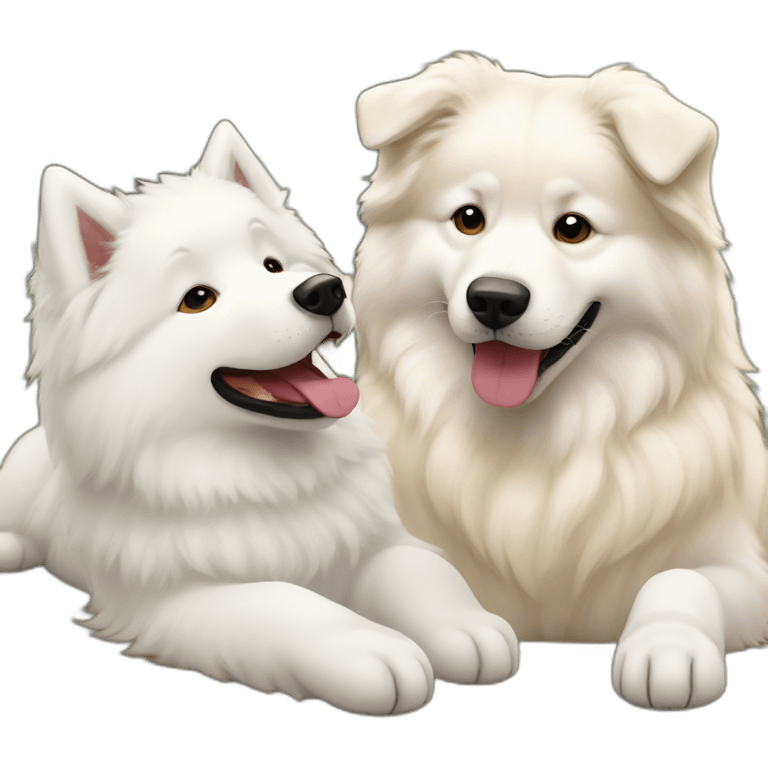 samoyed and golden retriver playing emoji