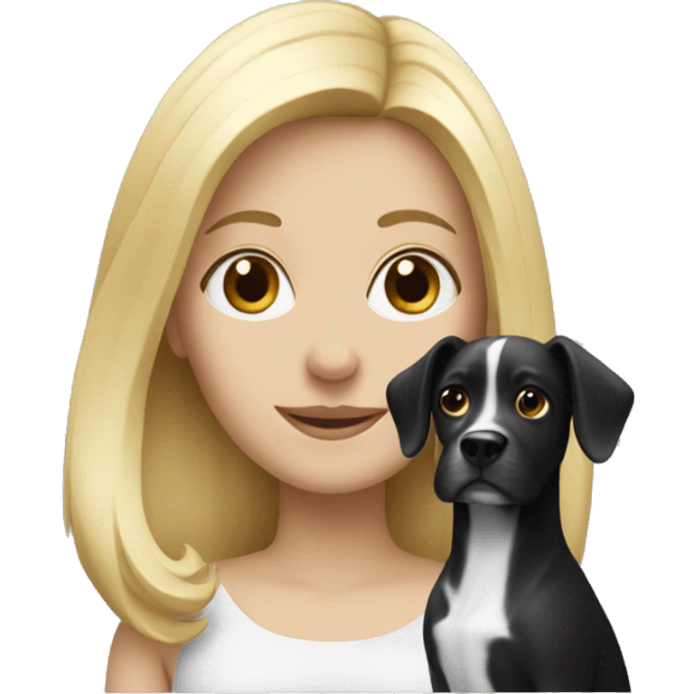 Blonde lady with a black and white dog emoji