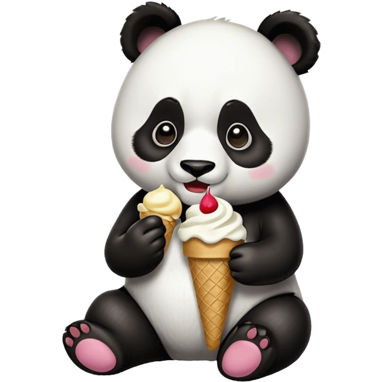 Panda eating ice cream emoji