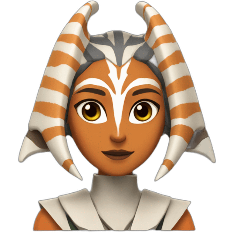 Ahsoka Tano (Portrait, front facing, Apple iOS 17 style) horns, tendrils emoji