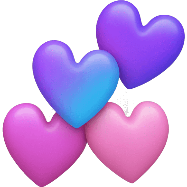 3 Heart purple, pink and blue emoji