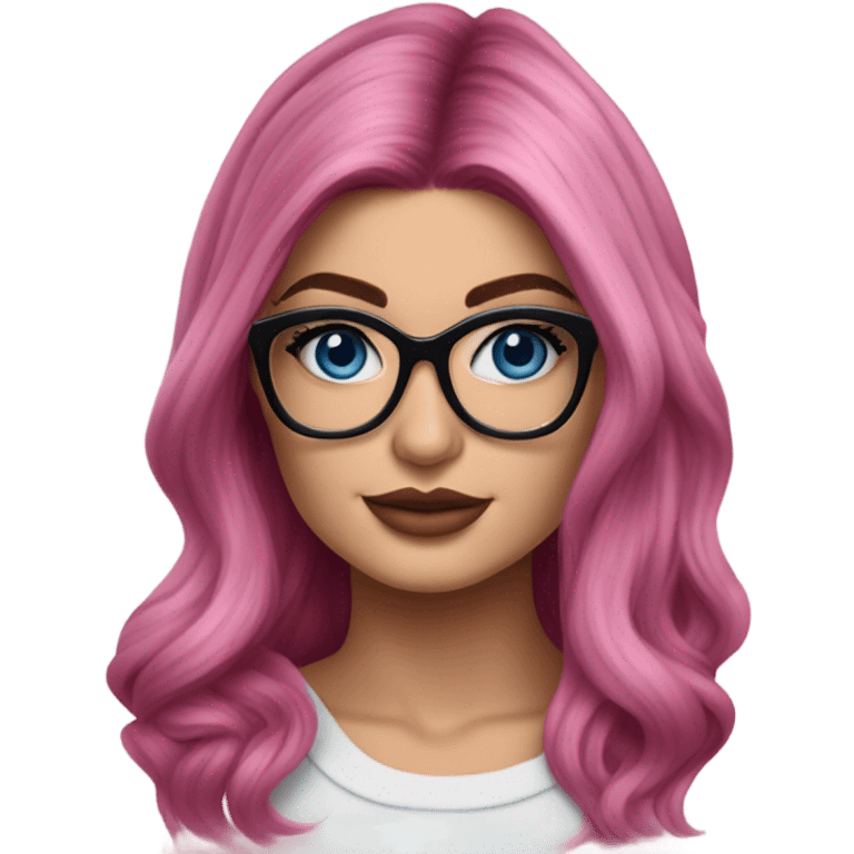 Photo Realistic kylie jenner stylish pink hair BLUE eyes and glasses elegant  emoji