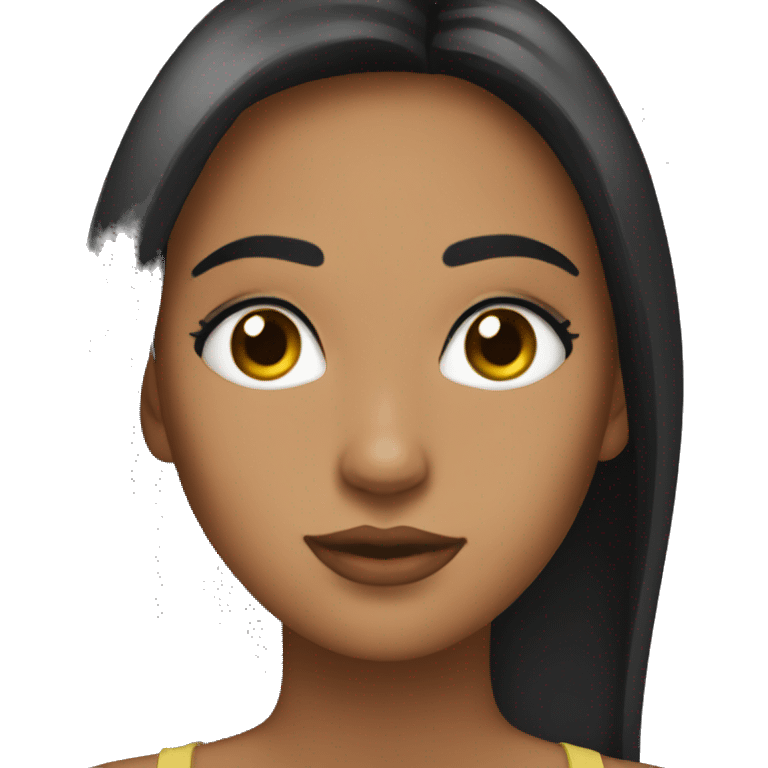 Chica latina bllo negro lacio largo y ojos negros emoji