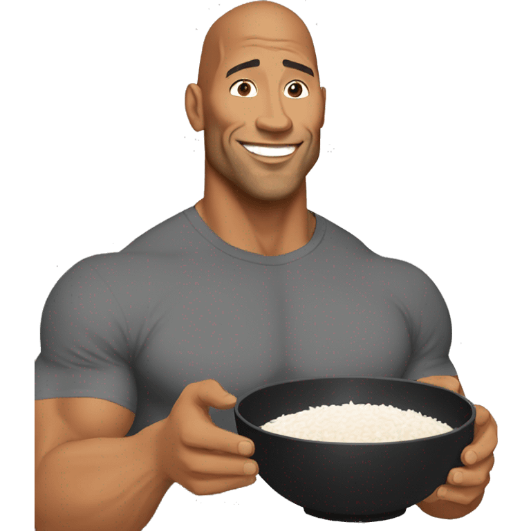 the rock with a bowl of rice in his hand  emoji