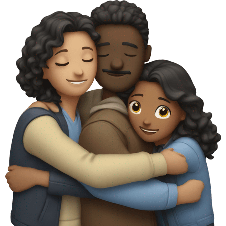 Three people hugging emoji