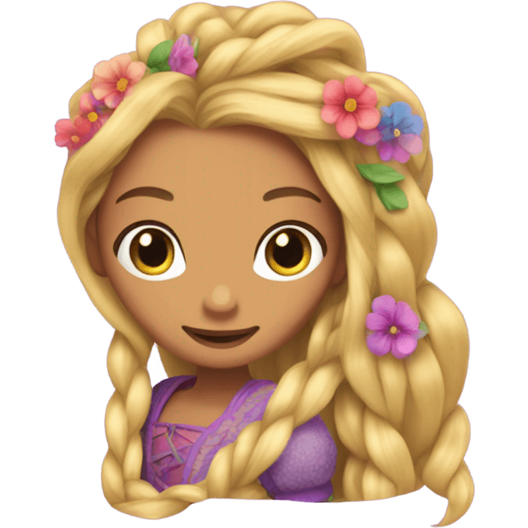 Rapunzel tangled flowers in braid realistic pretty emoji