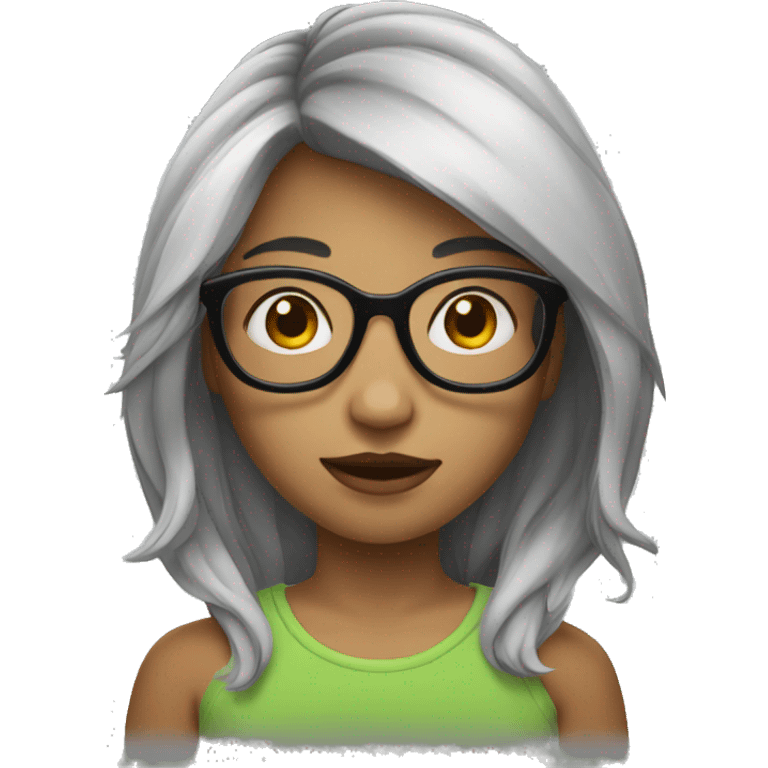 girl with medium hair lenght and glasses emoji