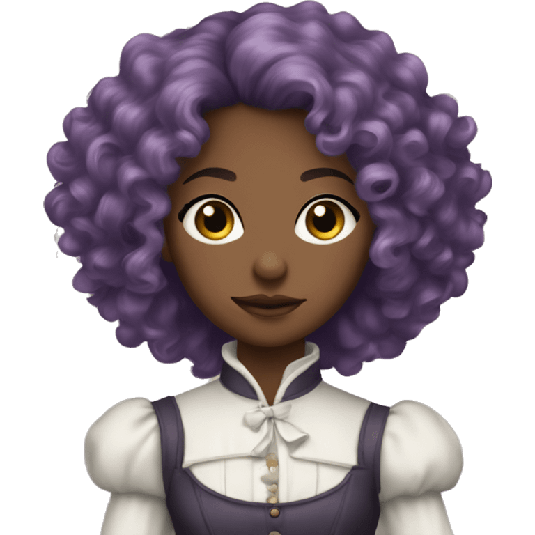 Three musketeers dark black women lilac curly hair emoji