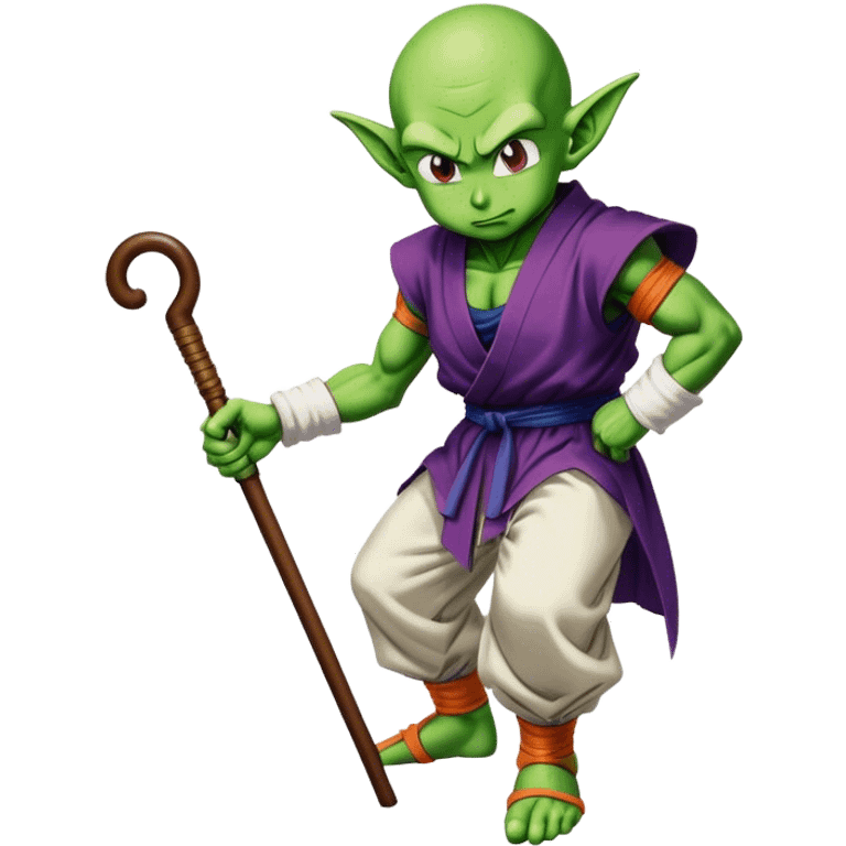 Piccolo from Dragon Ball hunched over using a cane emoji