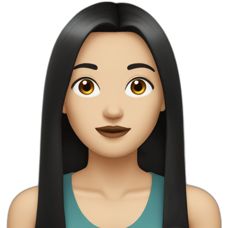 medium straight black haired white women with bangs emoji