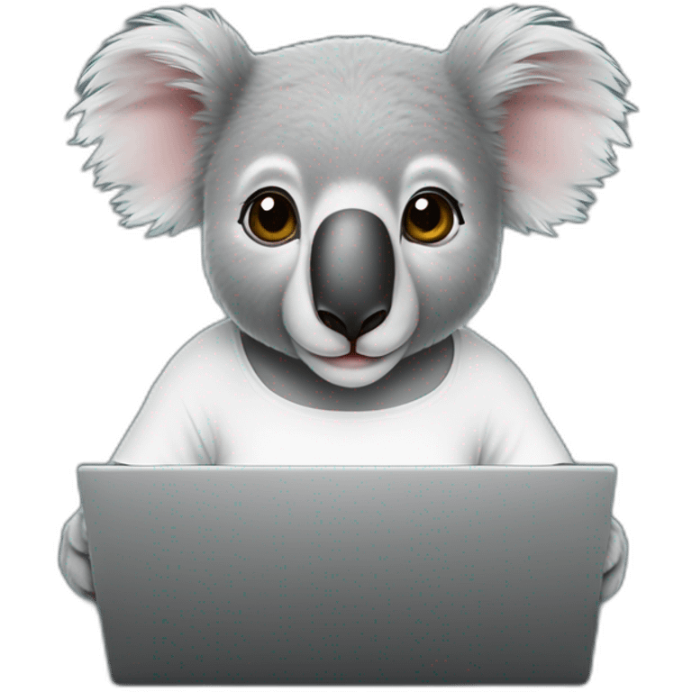 koalas-wearing-square-and-white-tee-working-on-a-black-laptop emoji