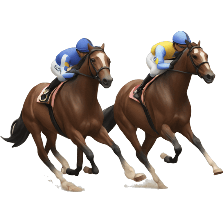 Two Horse trot racers running side by side emoji