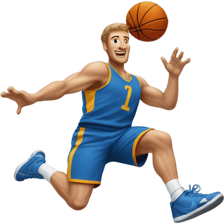 Caucasian dunking a basketball  emoji