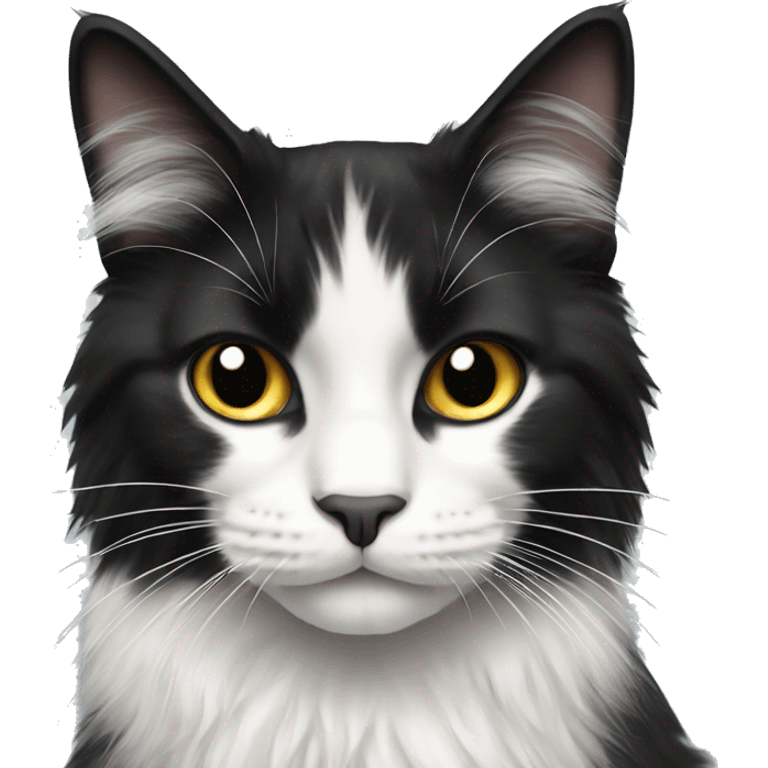 Black and white long haired cat emoji