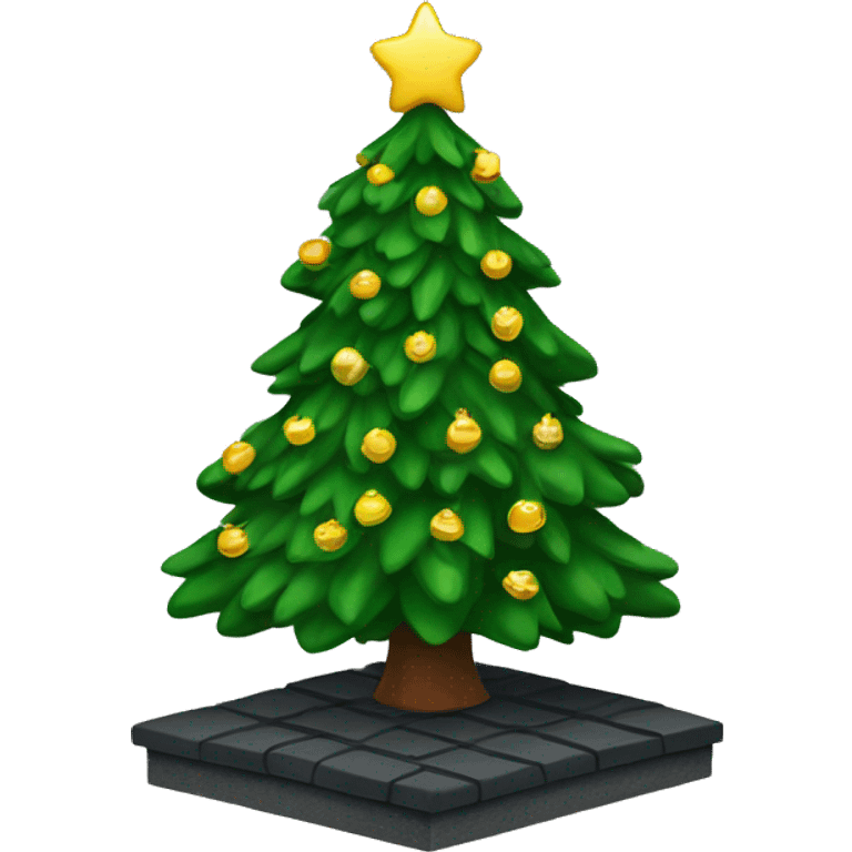 Christmas tree on roof emoji