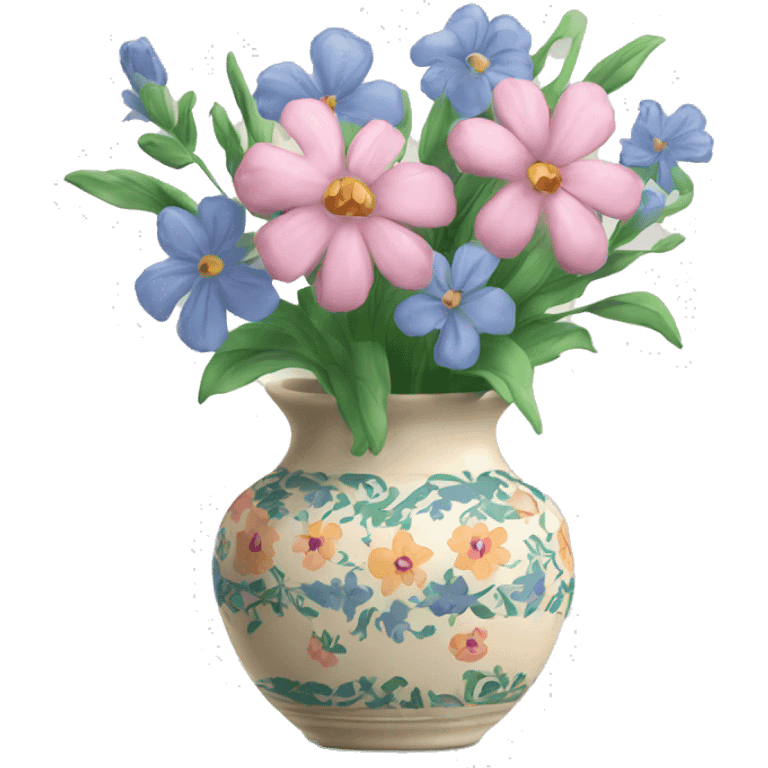 Pretty vase with floral pattern emoji