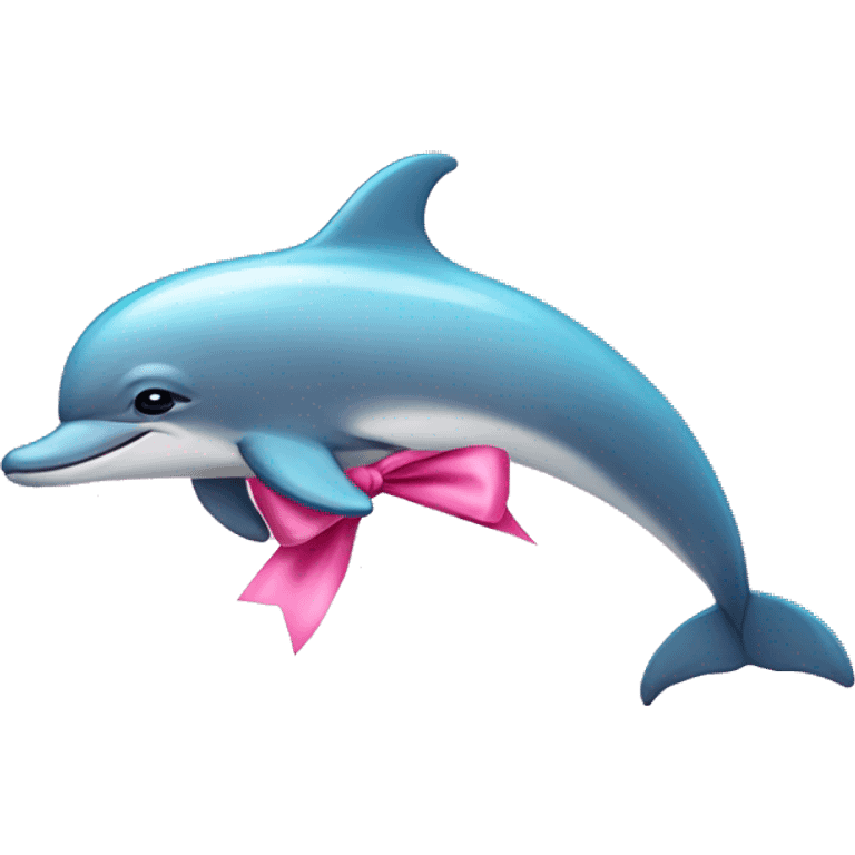 A dolphin with a pink bow emoji