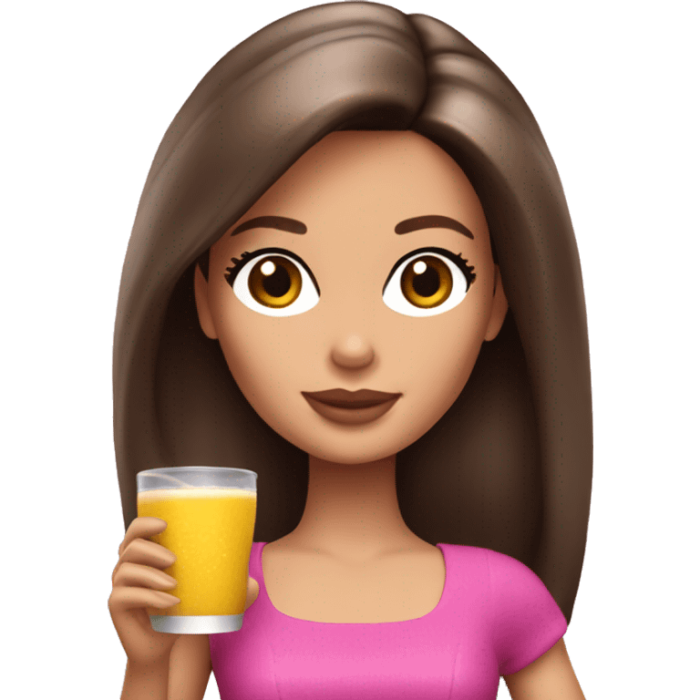 Brunette barbie drinking emoji