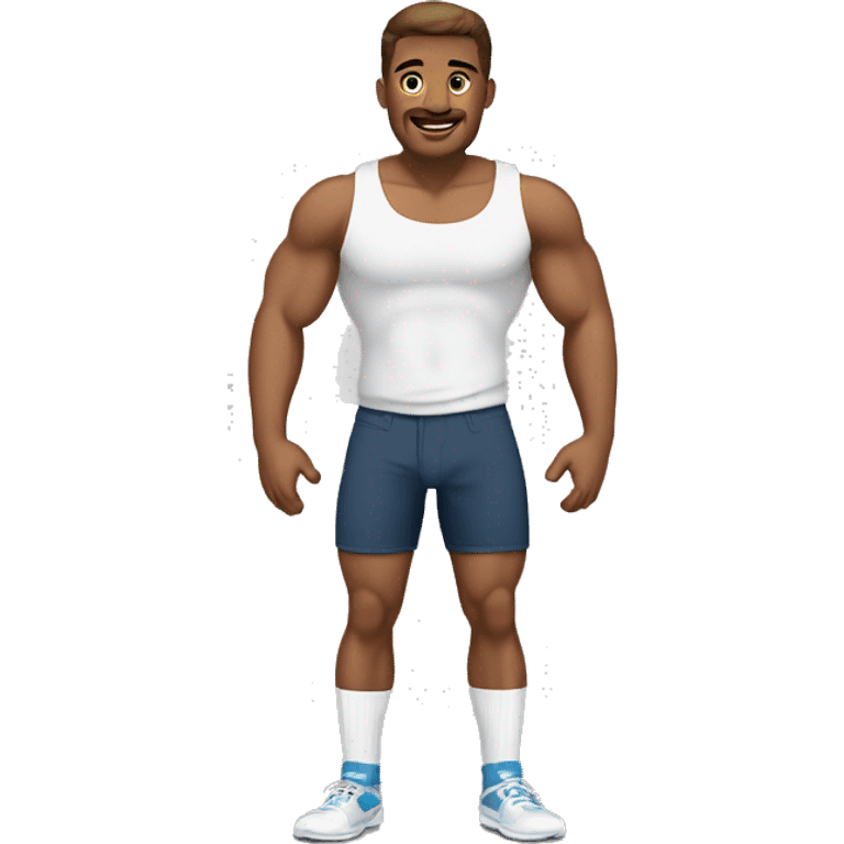 Men , body , body build, muscles , color white , socks long , version anme emoji