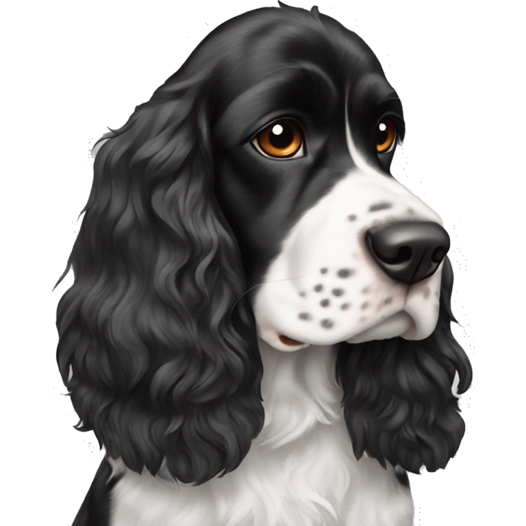 black and white english cocker spaniel and nose spots emoji