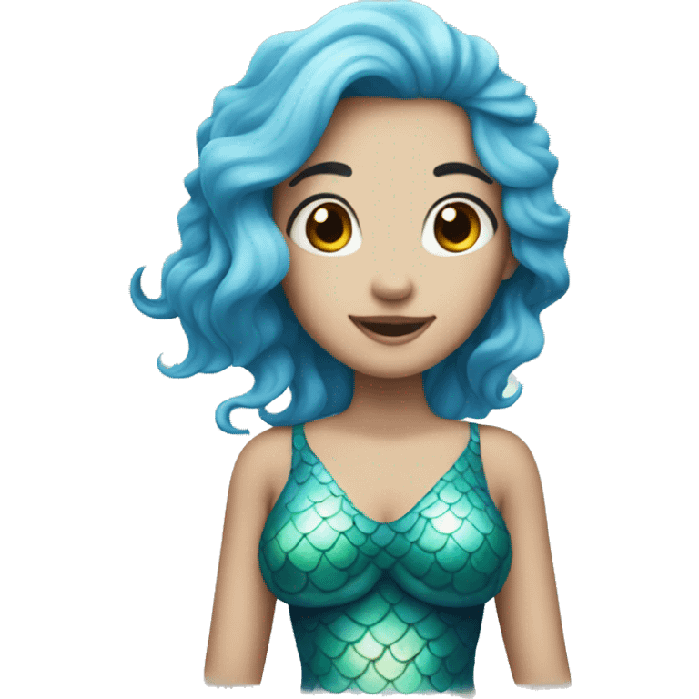 mermaid with blue hair and white skin emoji