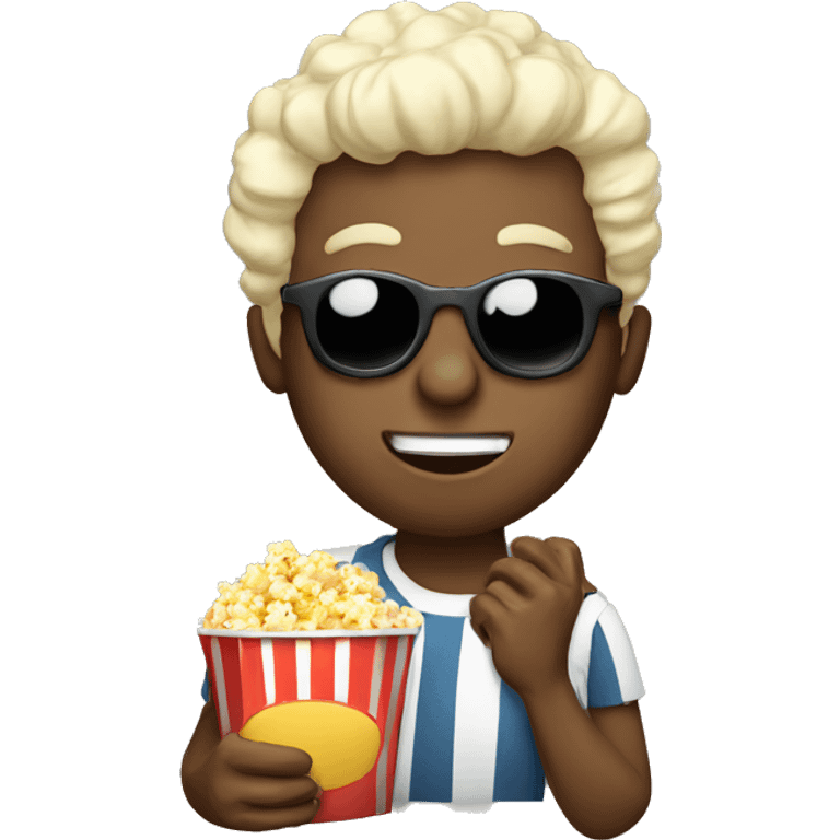 Guy with cinema glasses eating popcorn  emoji