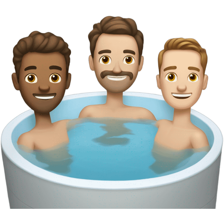 3 white guys in a hot tub and one tan guy  emoji