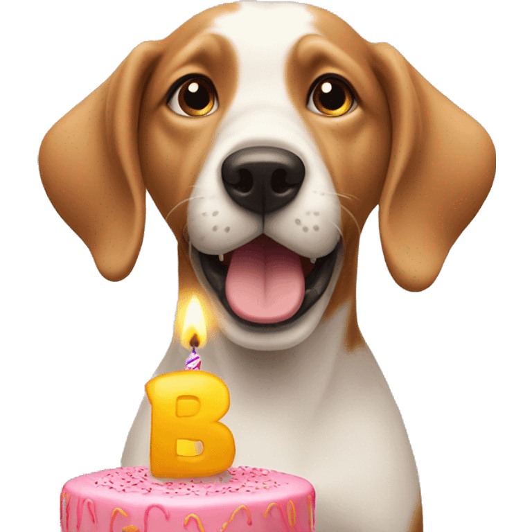 Dog blowing out birthday candles emoji