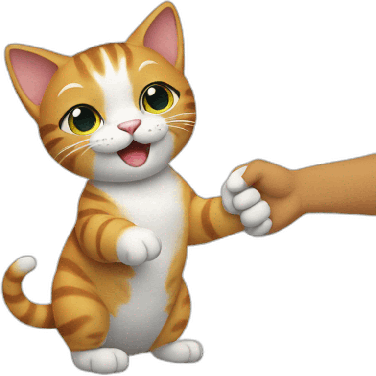 cat shaking hands emoji