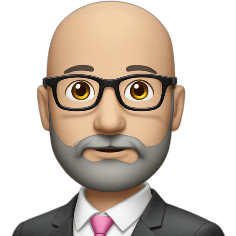 A Jewish man with a beard, balding dark hair with gray on his head with full pink lips, in a business suit and glasses emoji