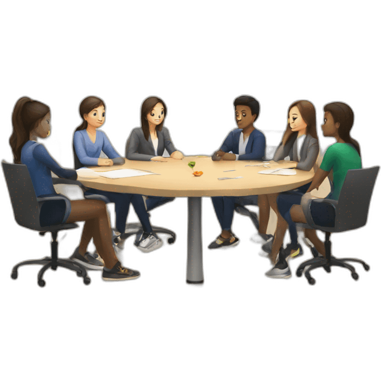 meeting table with young people seated emoji