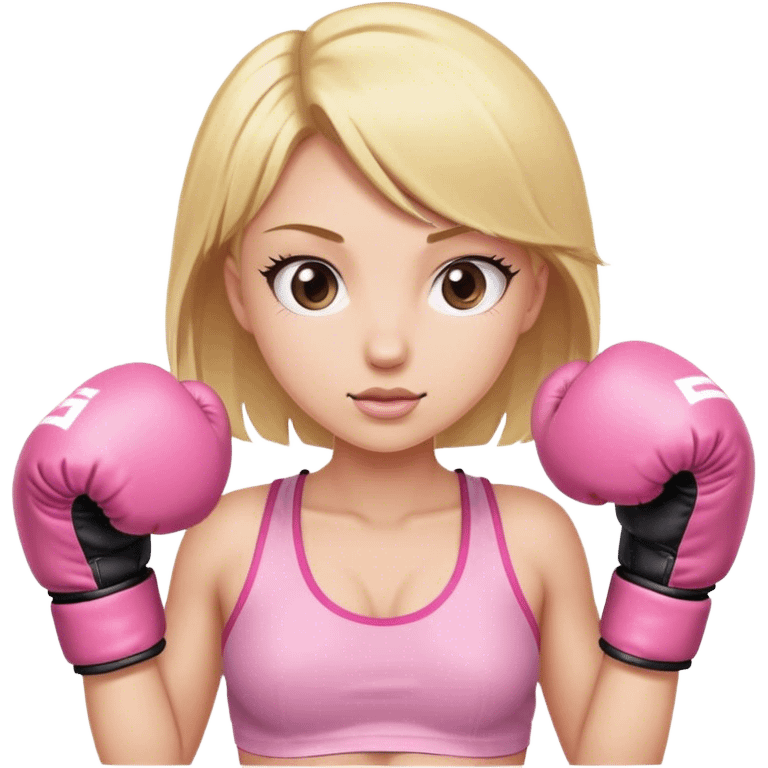 blonde girl wearing pink boxing gloves emoji