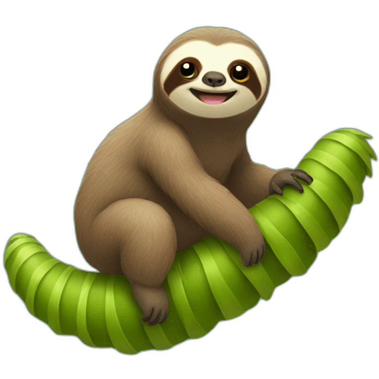 sloth riding caterpillar emoji